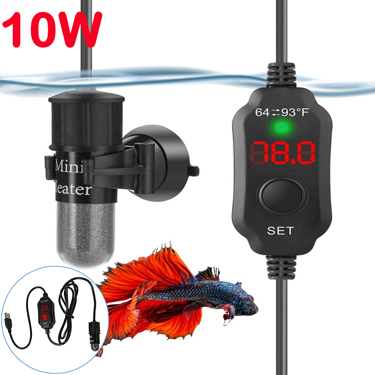 10W Adjustable Aquarium Heater - đánh giá và giá Marine Aquarium Nano