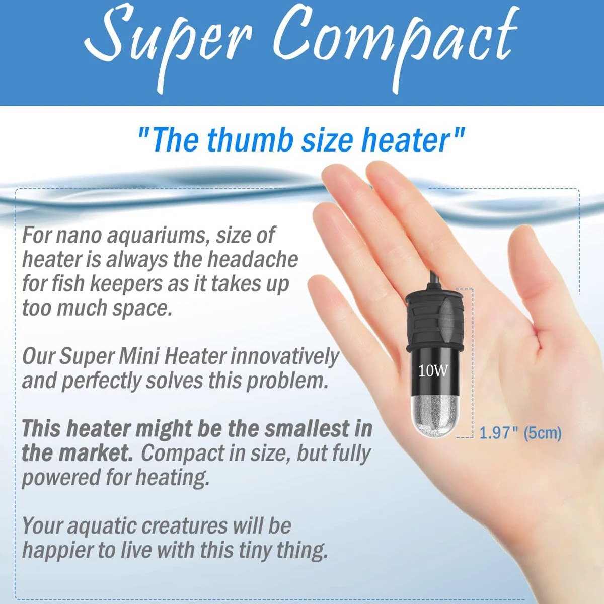 10W Adjustable Aquarium Heater - đánh giá và giá Marine Aquarium Nano